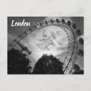 London Öga Ferris Wheel Black and White Landmark Vykort