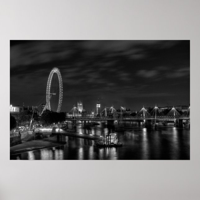 London Öga i Black and White Poster (Framsidan)