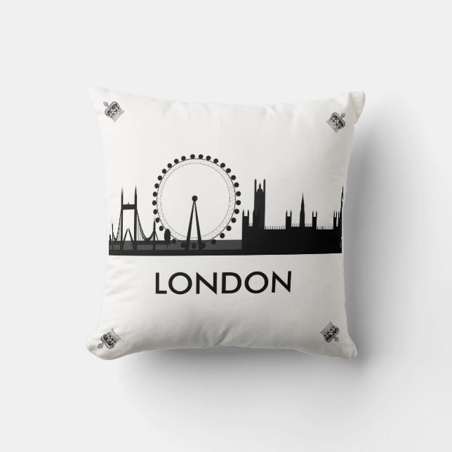 London Öga Skyline Royal Krona Dekorativ kudde (Framsida)