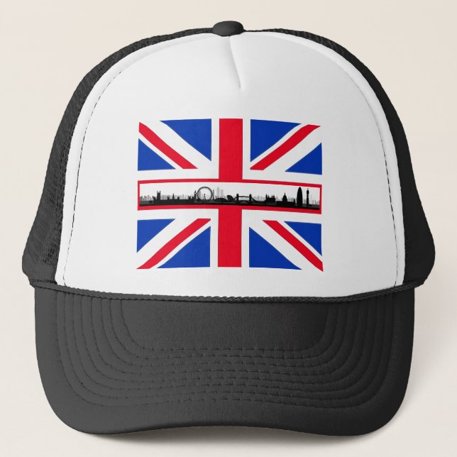 London Öga Skyline Union Jack Flagga Hat Cap Truckerkeps (Framsida)