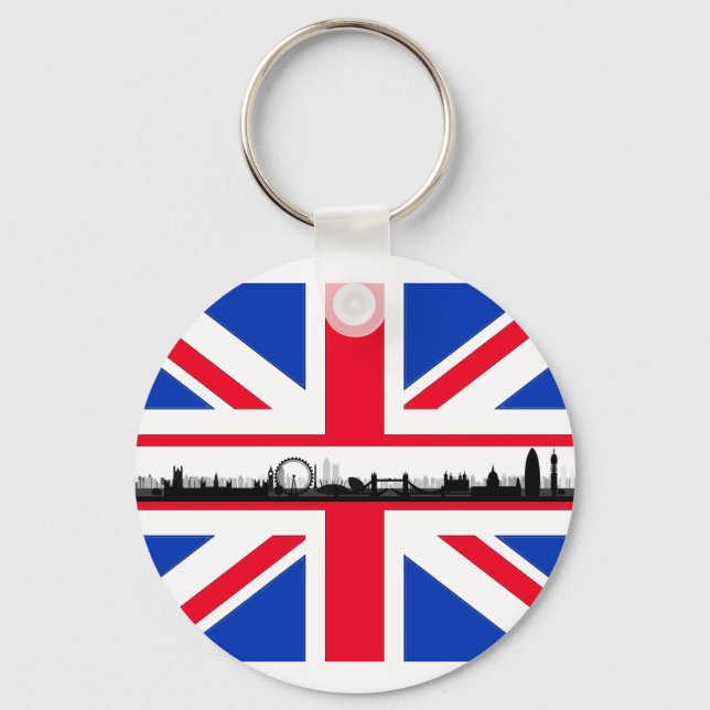 London Öga Skyline Union Jack Flagga Keychain Nyckelring (Framsida)