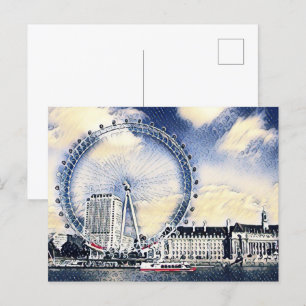 London Öga Watercolor art Vykort