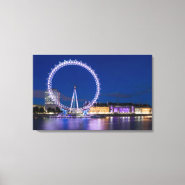 London Öga Wheel på natten med Ljus Canvas Art