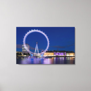 London Öga Wheel på natten med Ljus Canvas Art