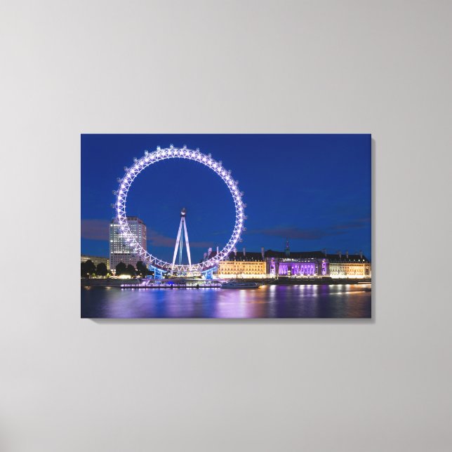 London Öga Wheel på natten med Ljus Canvas Art (Framsida)