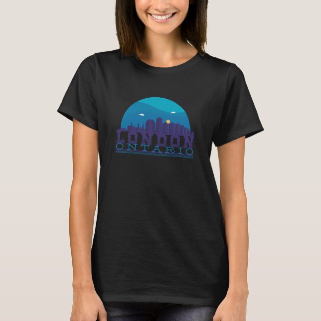 London Ontario Canada City Skyline Silhouette Outl T Shirt (Framsida)
