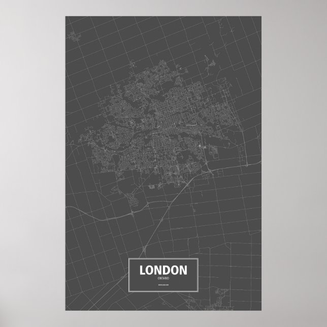London, Ontario (vit på svart) Poster (Framsidan)
