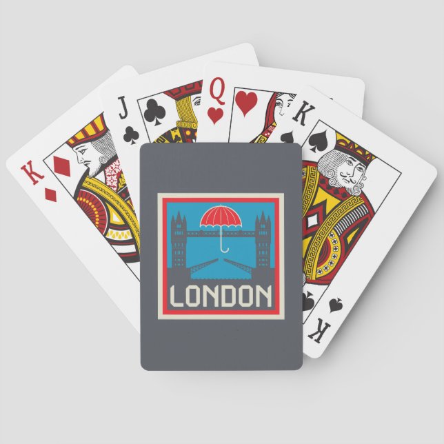 London överbryggar med paraplyet spelkort (Baksidan)