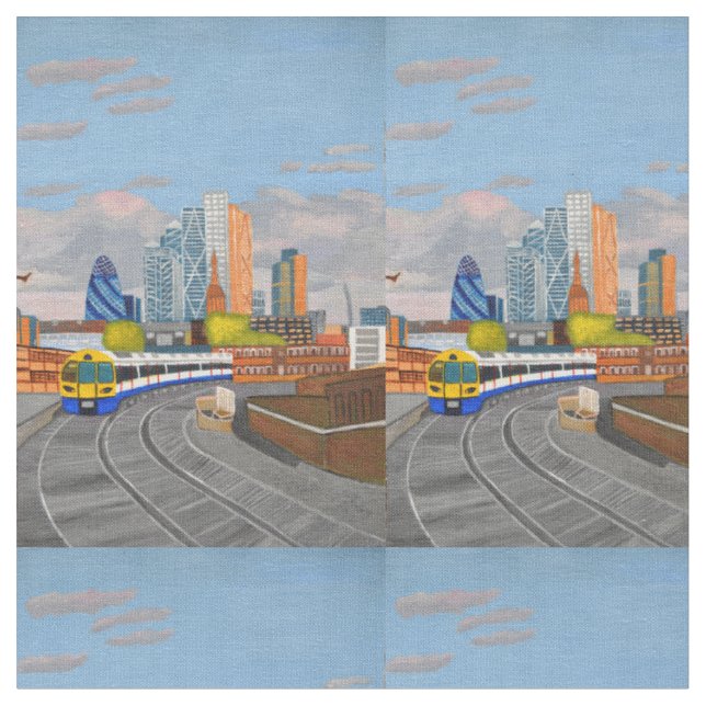 London Overground tåg bomullsväv Tyg (Närbild)