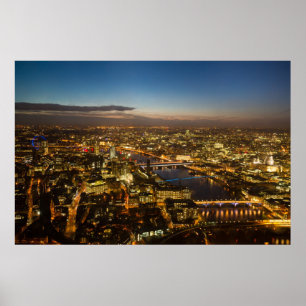 London på natten - antennen beskådar affischen poster