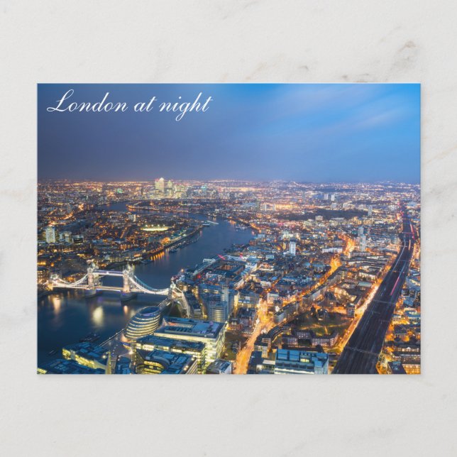 London på natten - flygvykort vykort (Framsida)