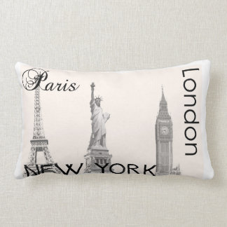 London Paris, New York kudder Lumbarkudde