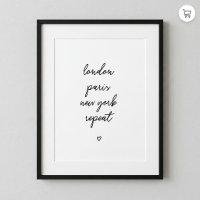 'London Paris New York Repeat' Affisch | Rosa 8x10