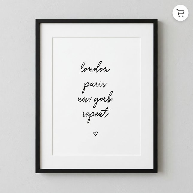 'London Paris New York Repeat' Affisch | Rosa 8x10 (Skapare uppladdad)