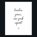 "London Paris New York Repeat" Poster | Rosa 8x10<br><div class="desc">"London Paris New York Repeat" Poster | Rosa 8x10 Designad av Gorjo Designs // Behöver du en anpassad design? Har andra idéer? Kontakta mig gärna på: zoe@gorjodesigns.com //</div>