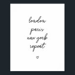 "London Paris New York Repeat" Poster | Rosa 8x10<br><div class="desc">"London Paris New York Repeat" Poster | Rosa 8x10 Designad av Gorjo Designs // Behöver du en anpassad design? Har andra idéer? Kontakta mig gärna på: zoe@gorjodesigns.com //</div>