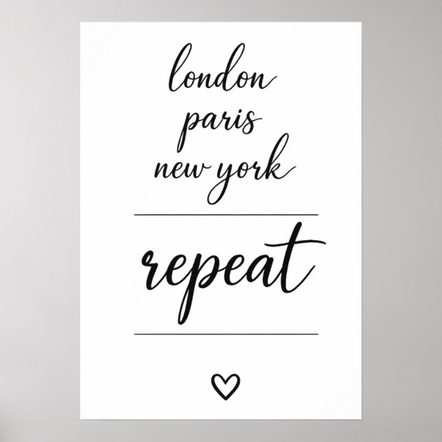 London Paris New York Upprepa Stad Resa  Poster (Framsidan)