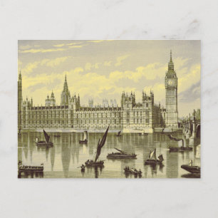 London-parlamentet Big Ben Thames Westminster 1800 Vykort