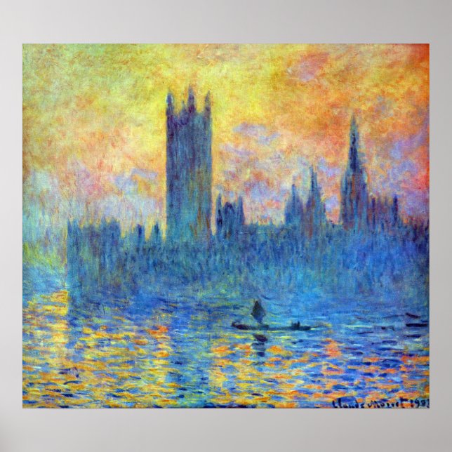London-parlamentet i Winter av Claude Monet Poster (Framsidan)