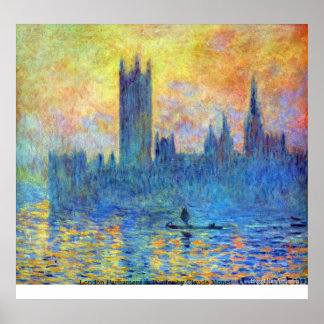 London-parlamentet i Winter av Claude Monet Poster