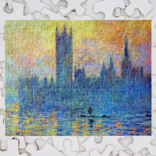 London-parlamentet i Winter av Claude Monet Pussel