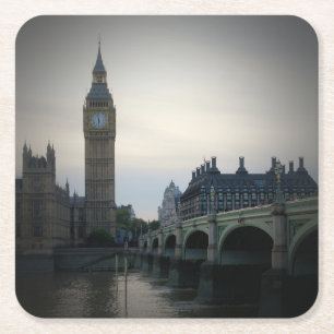 London-Parliament-Elizabeth Torn-Big Ben Underlägg Papper Kvadrat