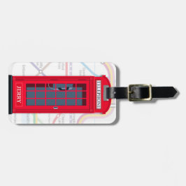 London Phone Booth with Tube Map Background Bagagebricka