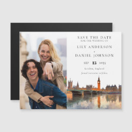 London Photo Wedding Save The Date Magnetisk Inbjudningskort