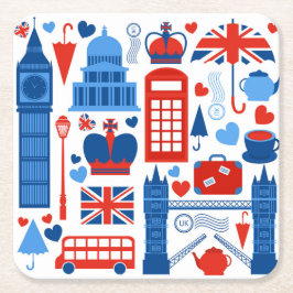 London Pop Icons Paper Coaster  Underlägg Papper Kvadrat