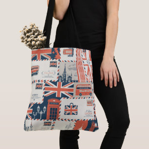 London Post Tote Bag Tygkasse