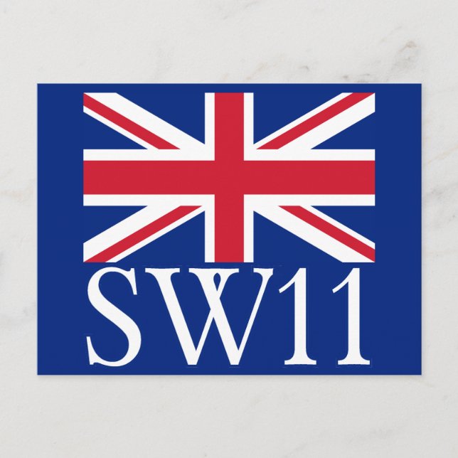 London Postcode SW11 med Union Jack Vykort (Framsida)