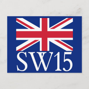 London Postcode SW15 med Union Jack Vykort