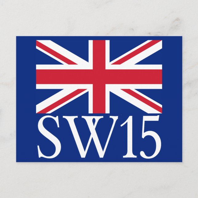 London Postcode SW15 med Union Jack Vykort (Framsida)