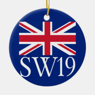 London Postcode SW19 med den fackliga jacken Julgransprydnad Keramik