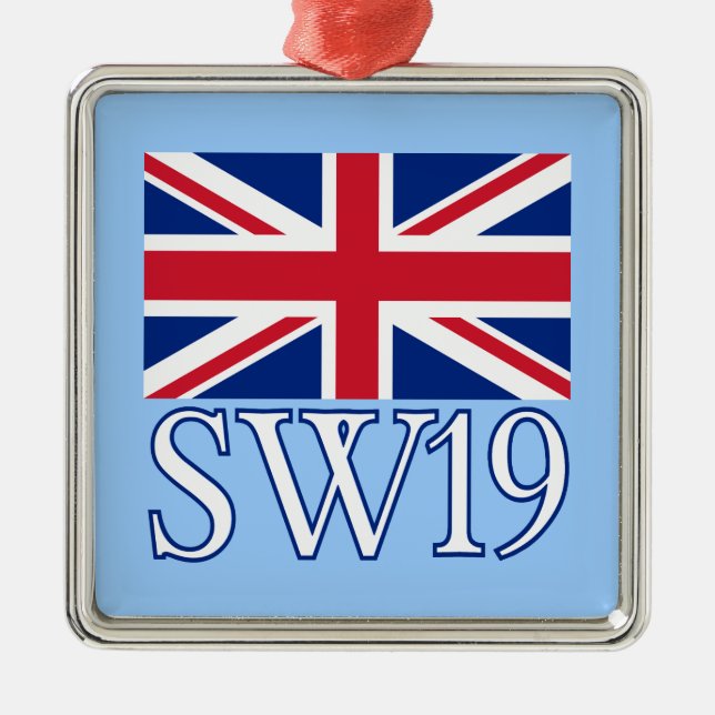 London Postcode SW19 med den fackliga jacken Julgransprydnad Metall (Framsidan)