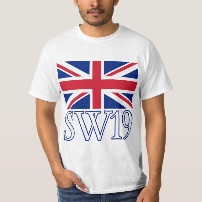 London Postcode SW19 med Union Jack Tee Shirt (Framsida)
