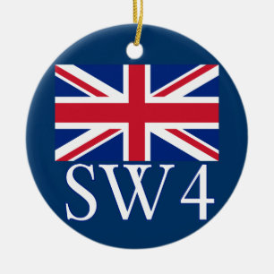 London Postcode SW4 med den fackliga jacken Julgransprydnad Keramik