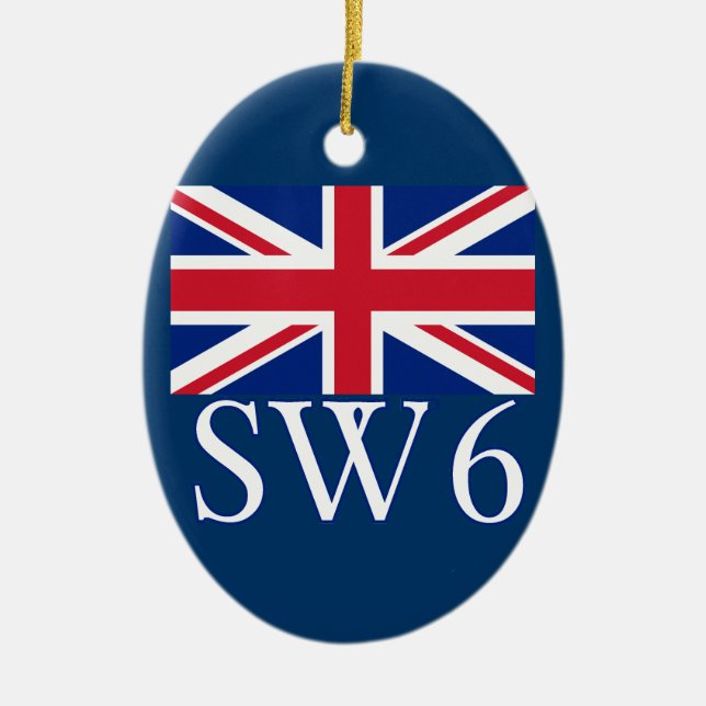 London Postcode SW6 med den fackliga jacken Julgransprydnad Keramik (Framsidan)