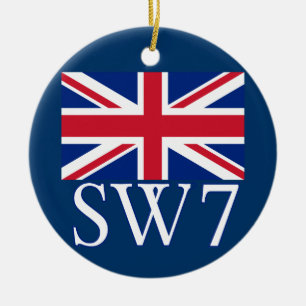London Postcode SW7 med den fackliga jacken Julgransprydnad Keramik