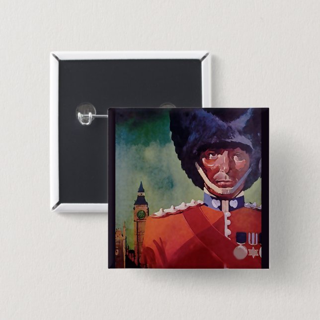 London Poster Button Knapp (Framsida & baksida)