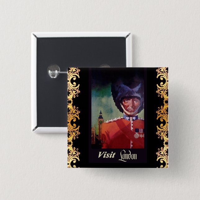 London Poster Button Knapp (Framsida & baksida)