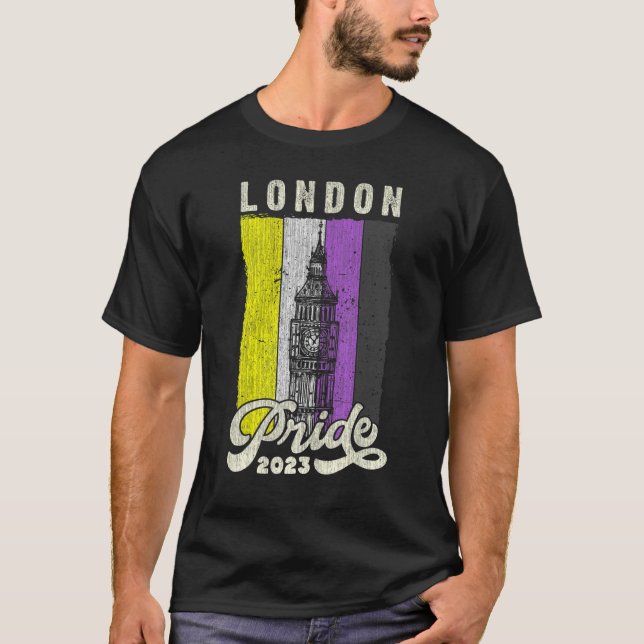 London Pride 2023 Big Ben Nonbinary Pride Flagga T Shirt (Framsida)