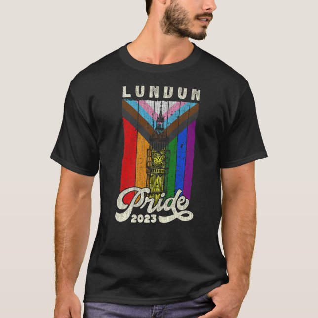 London Pride 2023 Big Ben Progress Pride Flagga T Shirt (Framsida)