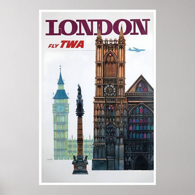 London Print TWA Resa Affisch England Konst David (Framsidan)