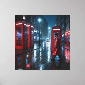 London Rain and Red Coats Canvastryck