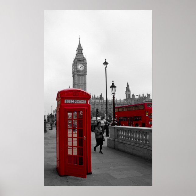 London Red buss Big Ben Telefonbox Poster (Framsidan)