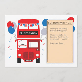 London Red Buss Birthday Tack You Card Inbjudningar