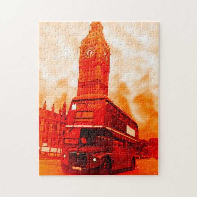 London Red Buss och Big Ben Art Travel Pussel (Vertikal)