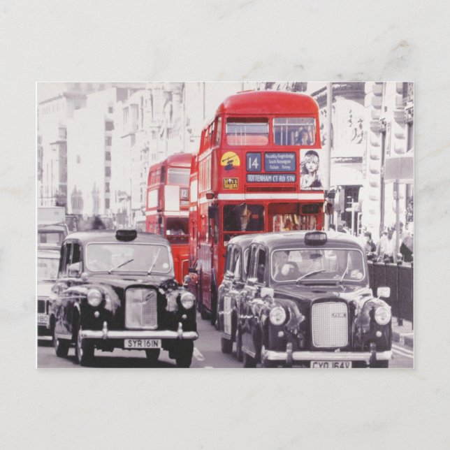 London, Red buss och Black cabs Vykort (Framsida)