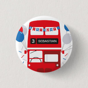 London Red Buss Personlig Birthday Badge Knapp